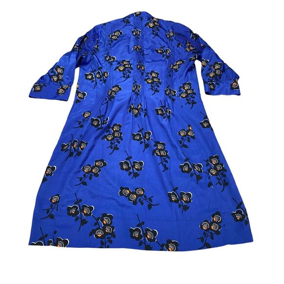 Madchen Tunic Dress Women's Size 8 Blue Floral Pleated Asymmetrical Snap Front - Picture 12 of 16